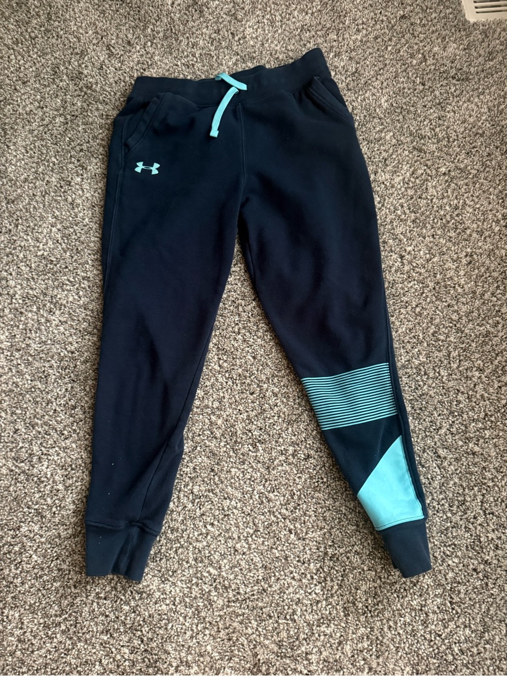 Under Armour Kids Black Joggers with Teal Accents